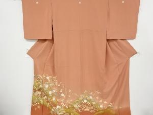 リサイクル　金彩松菊模様刺繍三つ紋色留袖(比翼付き)